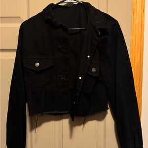 Black Cropped Denim Jacket
